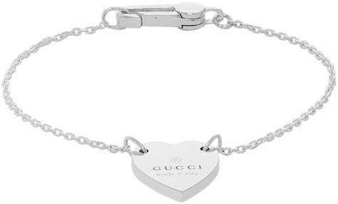 gucci heart bracelet silver on wrist|gucci trademark heart silver bracelet.